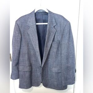 Haggar mens Imperial grey tweed blazer lined wool sz 46 sport coat houndstooth